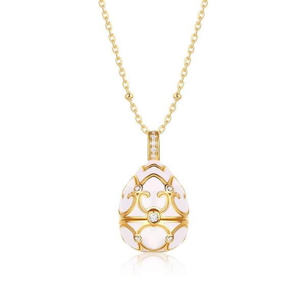 Gold Egg Pendant Necklace with Cubic Zirconia
