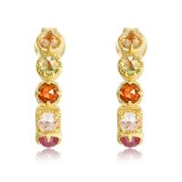 Multicolor Gemstone Gold Drop Earrings
