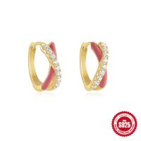 Gold-Plated Pink Enamel Huggie Earrings