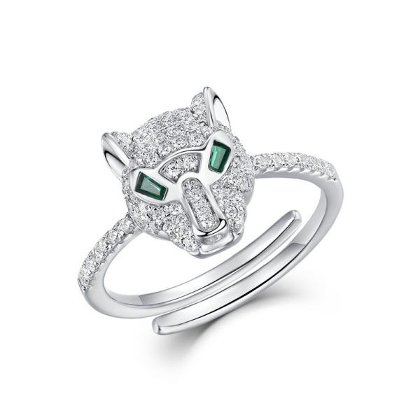 Silver Animal Motif Pavé Band Ring