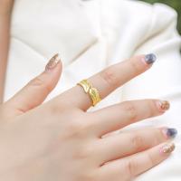 Gold-Tone Leaf Motif Open Band Ring