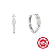 Sterling Silver Opal Small Hoop Earrings