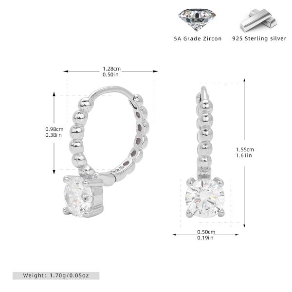 Silver Beaded Huggie Earrings