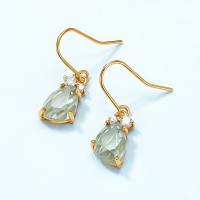 Gold Prong Dangle Earrings with Faceted Stones