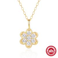 Gold-Tone Floral Cubic Zirconia Pendant Necklace
