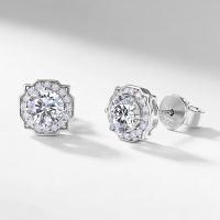 Silver Cubic Zirconia Halo Stud Earrings