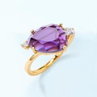 Gold-Plated Purple Amethyst Solitaire Ring