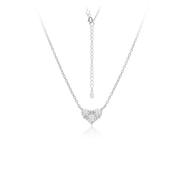 Silver Heart Cubic Zirconia Pendant Necklace