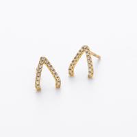 Gold V-Shaped Pavé Stud Earrings