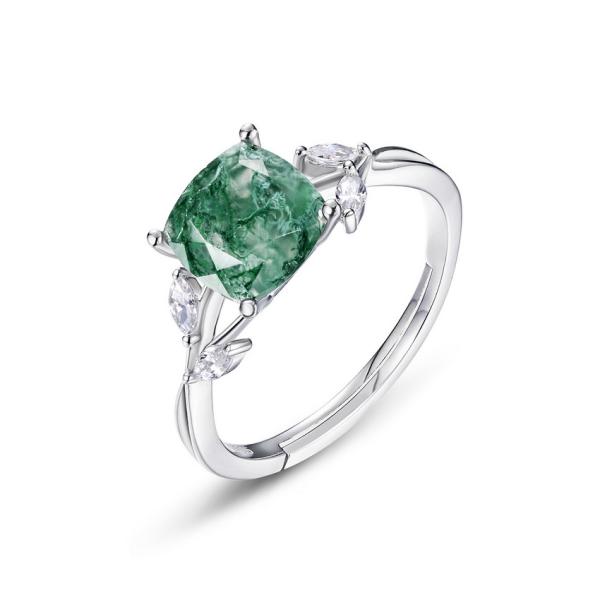 Silver Jade Solitaire Ring
