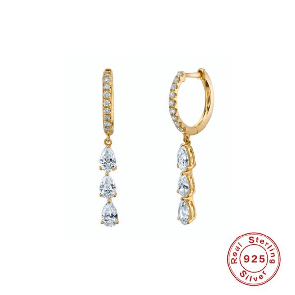 Gold-Finish Cubic Zirconia Dangle Earrings