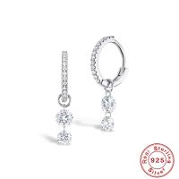 Sterling Silver Pavé CZ Dangle Earrings