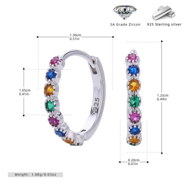 Silver Multicolor Zirconia Hoop Earrings
