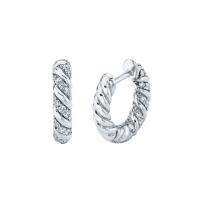 925 Silver Twisted Pavé Hoop Earrings