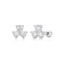Silver Trio Cubic Zirconia Stud Earrings