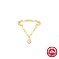 Gold-Plated Chain Ring with Bezel-Set Stone