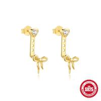Gold Bow Motif Ear Jackets with Cubic Zirconia