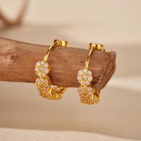 Floral Pavé Gold Hoop Earrings