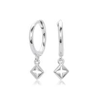Silver Geometric Charm Hoop Earrings