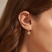 Gold Heart Charm Huggie Earrings