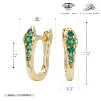 Gold Green Zircon Huggie Earrings