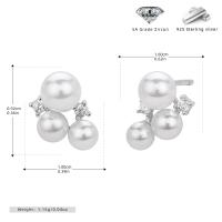 Pearl Cluster Silver Stud Earrings