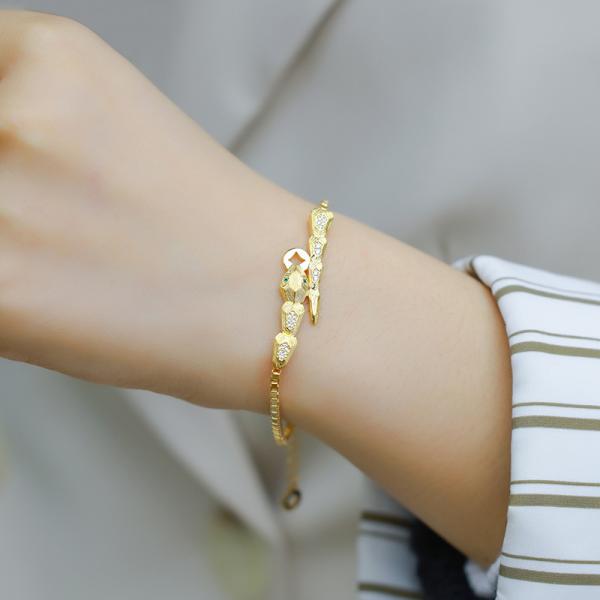 Gold-Tone Snake Motif Pavé Bracelet