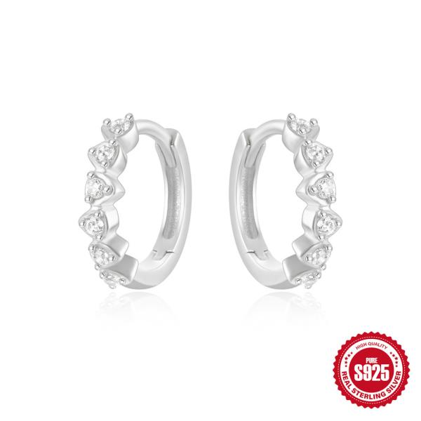 Sterling Silver Cubic Zirconia Huggie Earrings