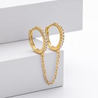 Gold Pavé Chain-Link Huggie Earrings