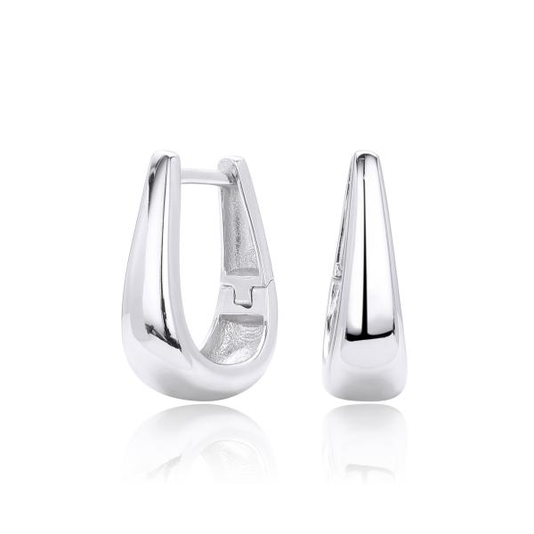 High-Polish Silver Huggie Earrings