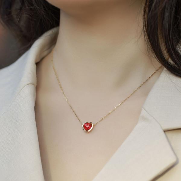 Gold Heart Crystal Pendant Necklace