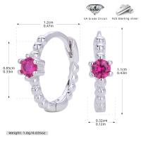 Silver Pink Zircon Huggie Earrings
