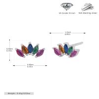 Silver Multicolor Floral Stud Earrings
