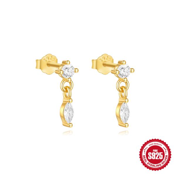 Gold-Plated Cubic Zirconia Dangle Earrings