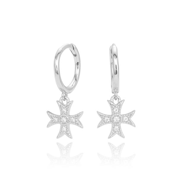 Silver Pavé Star Hoop Earrings