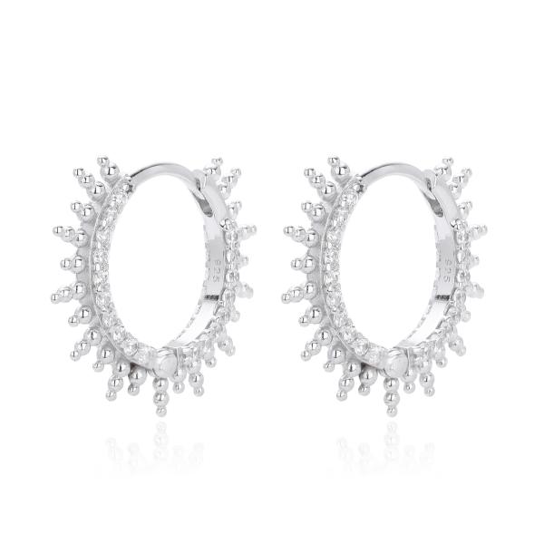 Silver Pavé Hoop Earrings