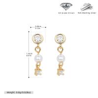 Gold Bear Charm and Pearl Dangle Earrings