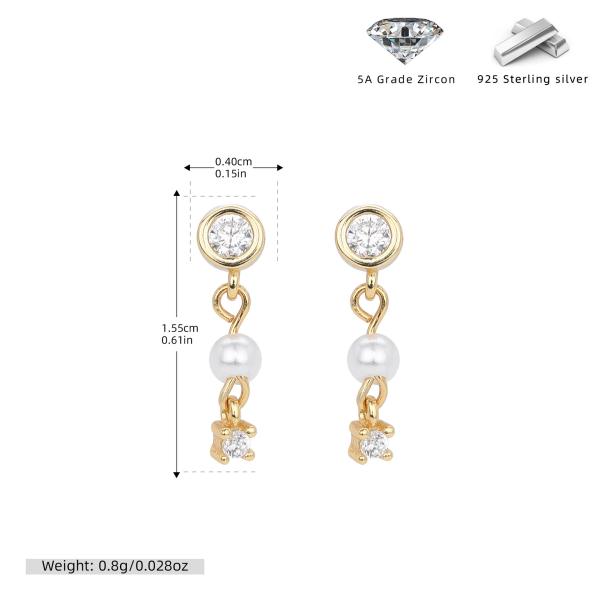 Gold Bear Charm and Pearl Dangle Earrings