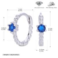 Silver Blue Zircon Huggie Earrings