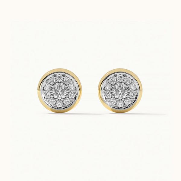 Two-Tone Diamond Bezel Stud Earrings