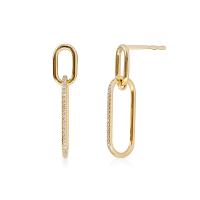Gold Geometric Pavé Dangle Earrings