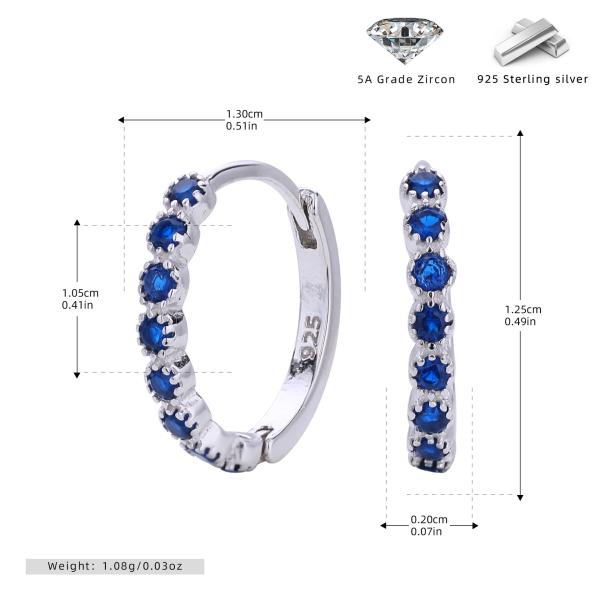 Blue Zircon Silver Hoop Earrings