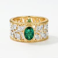 Two-Tone Emerald Floral Band Ring