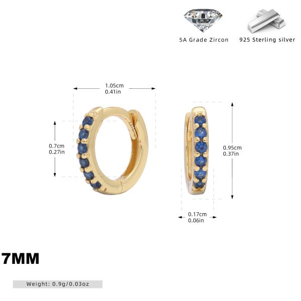 Gold Blue Zircon Huggie Earrings