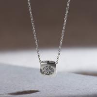 Silver Bezel Geometric Pendant Necklace
