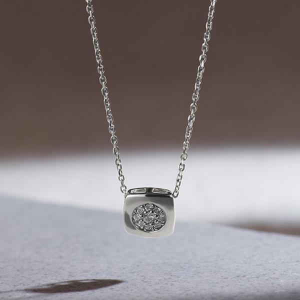 Silver Bezel Geometric Pendant Necklace