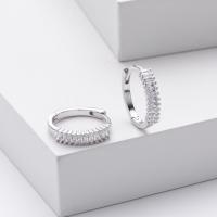Silver Prong-Set Cubic Zirconia Huggie Earrings
