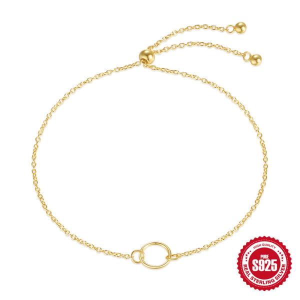 Gold-Plated Geometric Circle Chain Bracelet
