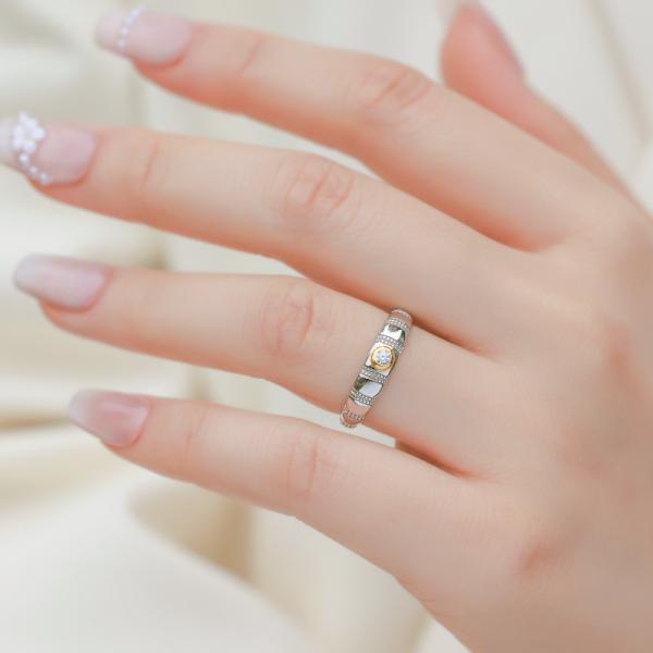 Two-Tone Diamond Accent Band Ring