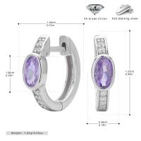 Silver Purple Zirconia Huggie Earrings